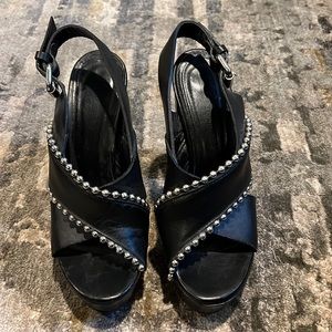 ALEXANDER MCQUEEN BLACK HIGH  PLATFORM SANDALS